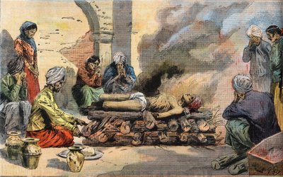 Incineration of a Hindu in Tunis, Tunisia, taken from the newspaper 