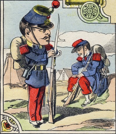 Infantry Line. Engraving in "Comic Military Alphabet". Fifth Series. Epinal Imaging, late 19th century by French School