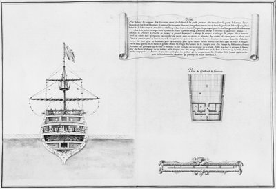 Inner prow of a vessel, illustration from the Atlas de Colbert, plate 46 by French School