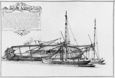 Inside of a vessel lying on its hull, illustration from the Atlas de Colbert, plate 40 by French School