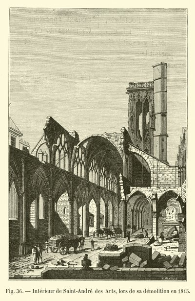 Interior of Saint-Andre des Arts, during its demolition in 1815 by French School
