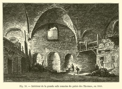 Interior of the Great Roman Hall of the Palace of the Thermes, in 1810 by French School