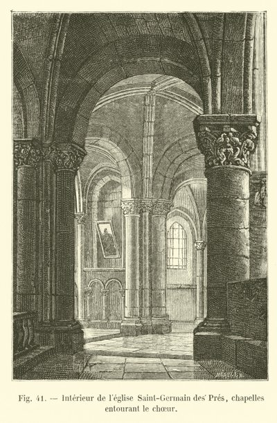 Interior of the Saint-Germain des Pres church, chapels surrounding the choir by French School