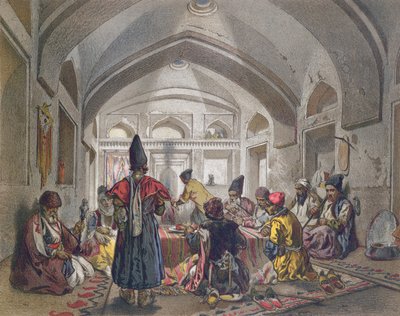 Interior of a Caravanserai in Persia, mid nineteenth century by French School