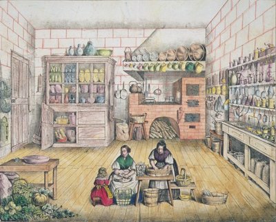 Interior of a French Country Kitchen, late 19th century by French School