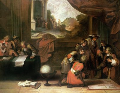 Interior of a Room with Geographers and Mathematicians, c.1680-90 by French School