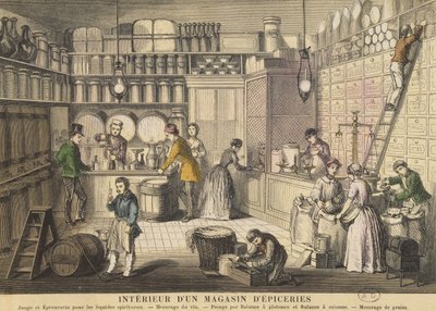 Interior of a grocery shop by French School