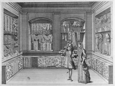 Interior of a lace shop, 1678 by French School