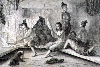 Interior of an Eskimo Hut in the 1860s by French School
