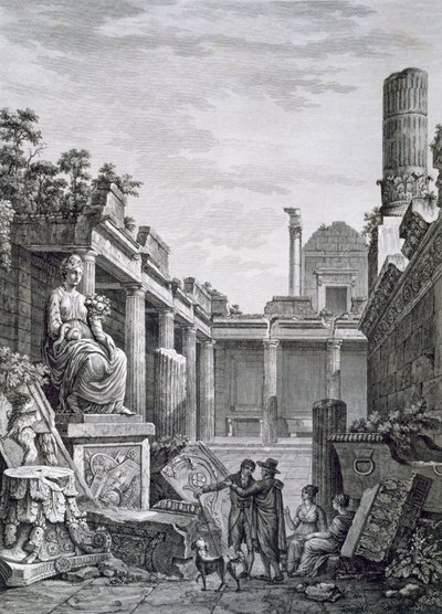 Interior of the Roman Baths, Nimes, from Antiquities of France: Vol I, Monuments of Nimes by French School
