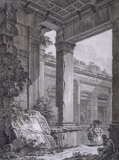 Interior of the Temple of Diana, Nimes, from Antiquities of France: Vol I, Monuments of Nimes by French School