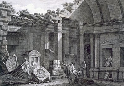 Interior of the Temple of Diana, Nimes, from Antiquities of France: Vol I, Monuments of Nimes by French School