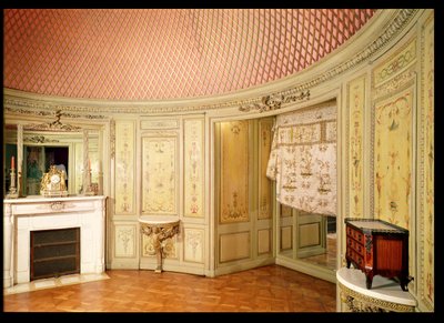 Interior of the bathroom decorated with panelling by Christophe Huet by French School