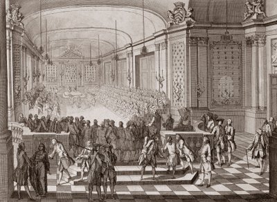 Internal view of the Jacobins Hall, in Nantes, during the holding of the United States of Brittany in 1764 by French School