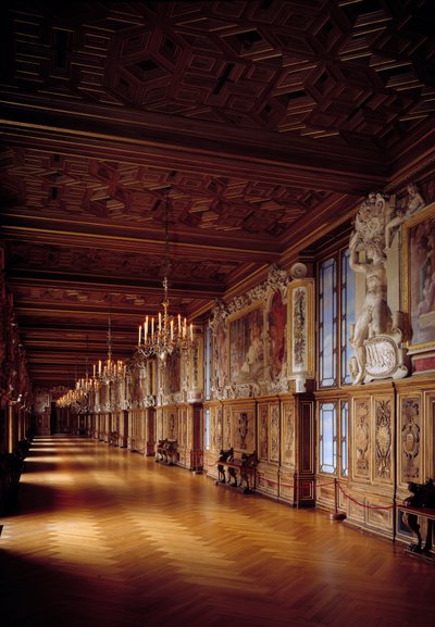 Internal View of the Gallery Francois I in Fontainebleau by French School