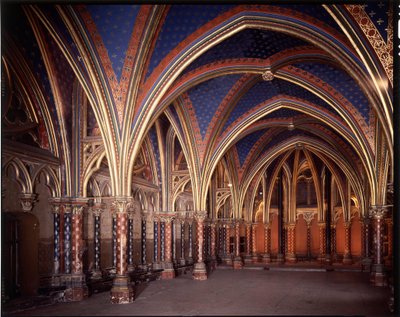 Internal view of the lower chapel of the holy chapel (1245 - 1248) in Paris, France by French School