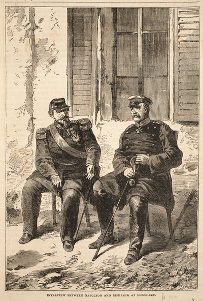 Interview between Napoleon and Bismarck at Doncherry, illustration from Cassells History of the War between France and Germany, 1870-1871 by French School
