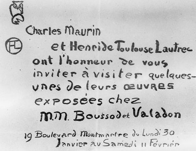 Invitation to an exhibition of the work of Charles Maurin and Henri de Toulouse-Lautrec by French School
