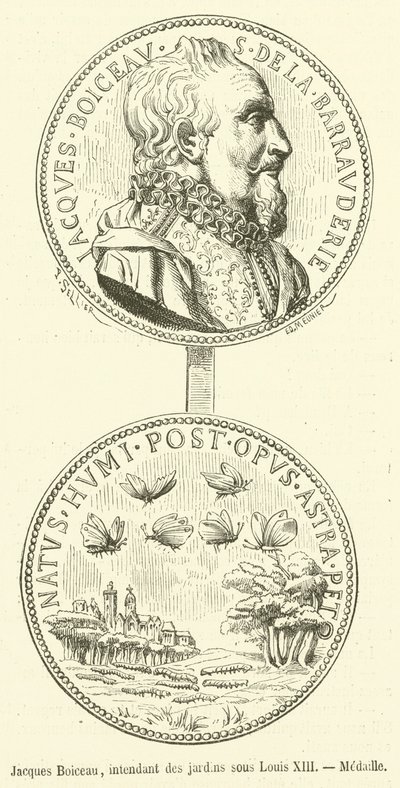 Jacques Boiceau, Superintendent of Gardens under Louis XIII, Medal (engraving) by French School