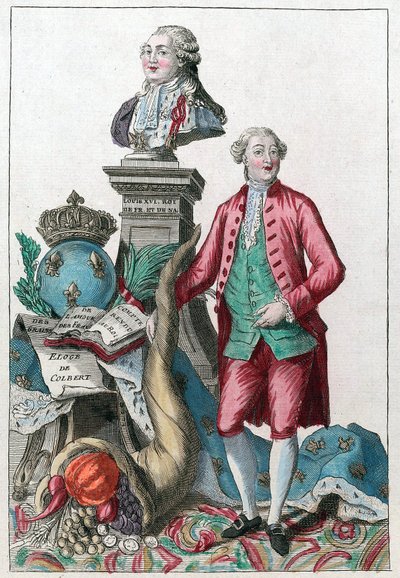 Jacques Necker - Great Necker your wise prudence, will make our hearts repleased; you bring back abundance, under the good pleasure of Louis XVI - Horn of abundance by French School