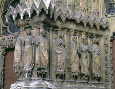 Jamb figures from the left hand side of the central portal, west facade, 13th-14th century by French School