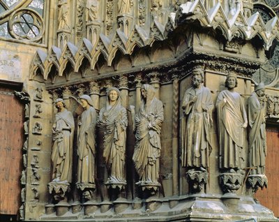 Jamb figures from the right side of the central portal, west facade, c.1240 by French School