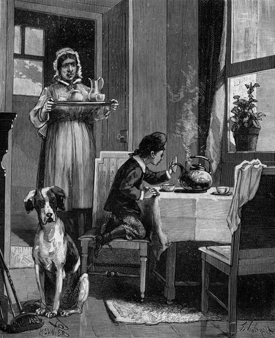 James Watt (1736-1819), a child, discovering the laws of steam by French School