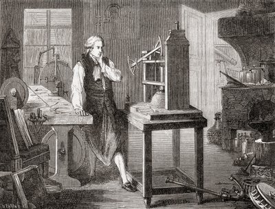 James Watt Improving the Newcomen Steam Engine by French School