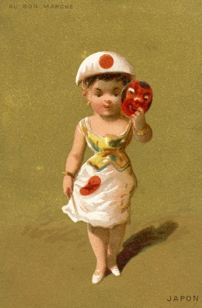 Japanese girl, from a series of illustrations of children from different countries, produced as promotional cards for the Bon Marché Department Store in Paris, c.1890 by French School