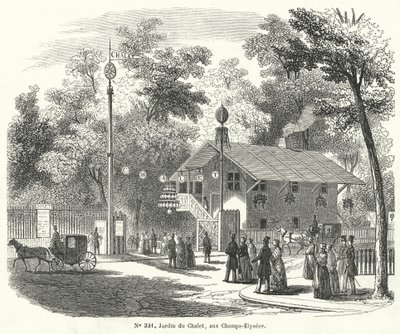 Jardin du Chalet, Champs Elysees, Paris (engraving) by French School