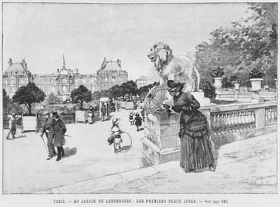 Jardin of Luxembourg, the first fine days, c.1870-80 by French School