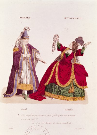 Jean-Baptiste Brizard in the role of Joad and Mademoiselle Dumesnil as Athalie, scene from Act V Scene 5 of 