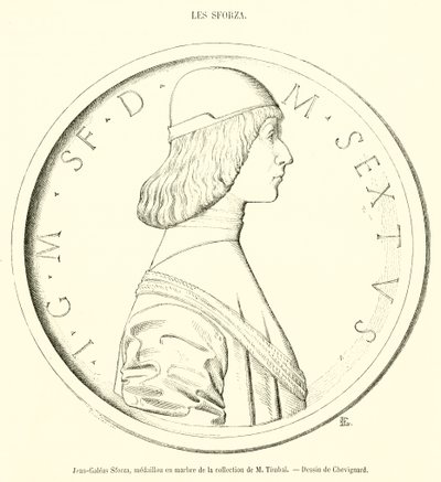 Jean-Galeas Sforza, marble medallion from the collection of M Timbal by French School
