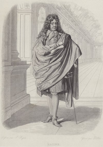 Jean Racine, French playwright, in the Hall of Mirrors at Versailles by French School