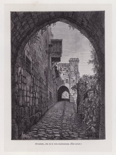 Jerusalem, Site of the Via Dolorosa, Current State (engraving) by French School