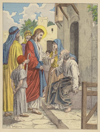 Jesus Heals the Blind Man by French School