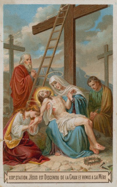 Jesus is taken down from the cross and restored to his mother (The thirteenth Station of the Cross) by French School