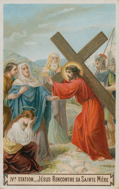 Jesus meets his mother (The fourth Station of the Cross) by French School