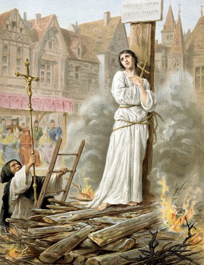 Joan of Arc, burned at the stake on the 20th May 1431 by French School