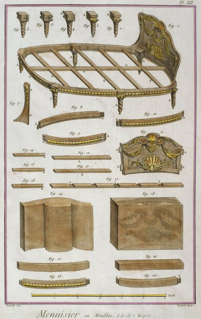 Joiner, a couch, illustration from the Encyclopedie des Sciences et Metiers by Denis Diderot engraved by Robert Benard published c.1770 by French School