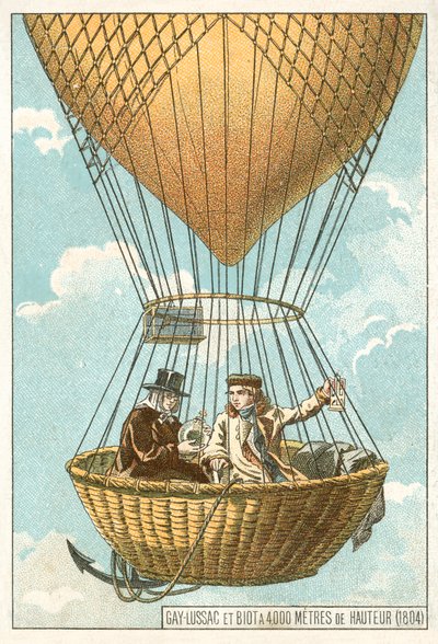 Joseph Louis Gay-Lussac and Jean-Baptiste Biot in a balloon at an altitude of 4000 metres by French School