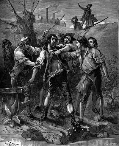 Joseph Marie Jacquard (1752-1834), French mechanic, inventor of weaving, threatened by Lyon canuts by French School