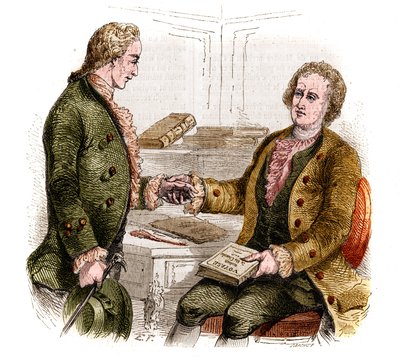 Joseph de Maistre (1753-1821), French politician, writer and philosopher, and Count Xavier de Maistre (1763-1852), French officer and writer with the first copy of the 