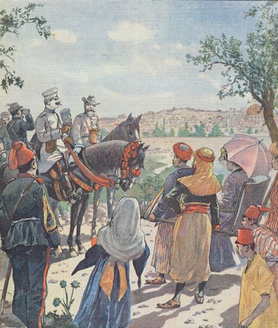 Journey of Kaiser Wilhelm II (1859-1941) to Palestine. The Arrival in Jerusalem, from a Newspaper, 2nd November 1898 by French School