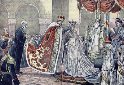King Ferdinand I of Romania Crowning His Queen by French School