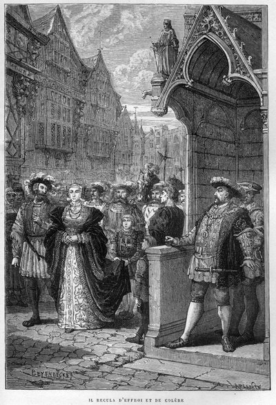 King Henry VIII Sees Anne of Cleves - engraving from 