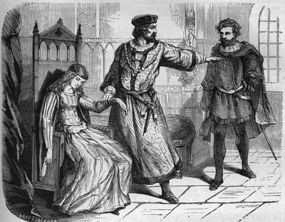 King Philip VI of France (Philip of Valois) (1293-1350) and his wife Blanche of Navarre (c. 1333-1398). Engraving in 