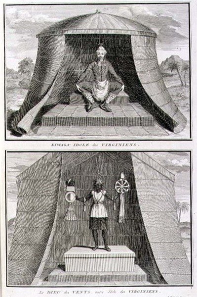 Kiwasa and the God of Winds, idols of the Virginians, illustration from 