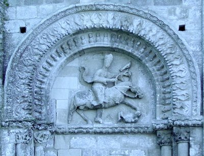 Knight hawking from the facade by French School