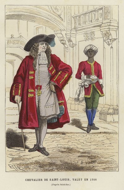 Knight of the Order of Saint Louis, and a manservant, 1706 by French School